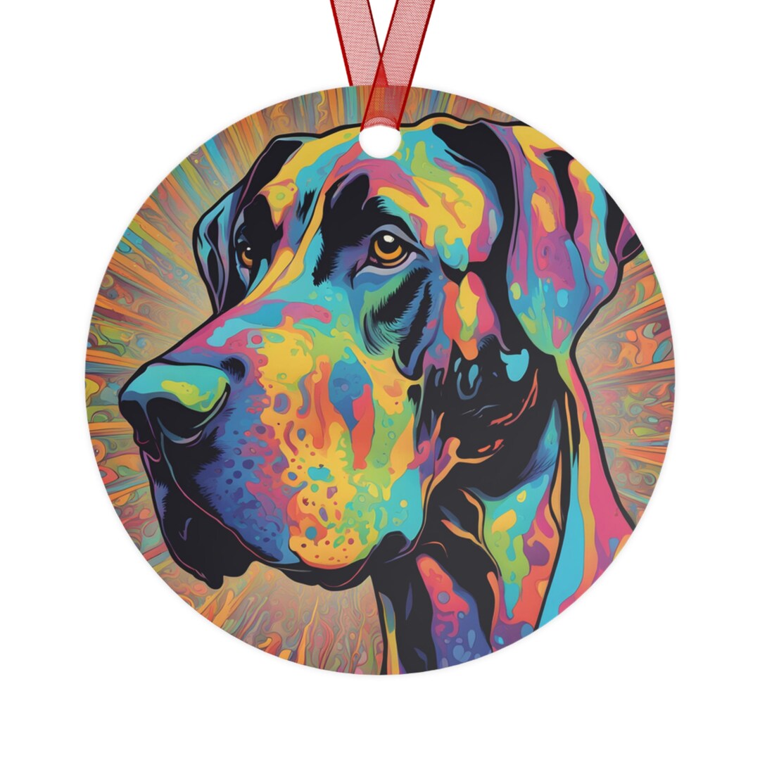 Great Dane Metal Ornament Psychedelic Ornament Great Dane Gift Cute