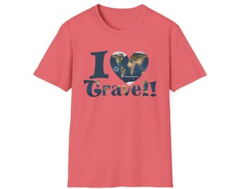 I Heart Travel T-shirt - Wanderlust-T-shirt, Adventure-shirt, Travel Lover-top, vakantiekleding, Explore World-kleding