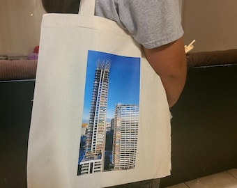 Los Angeles Graffiti Tower Canvas Tote, LA reusable bag