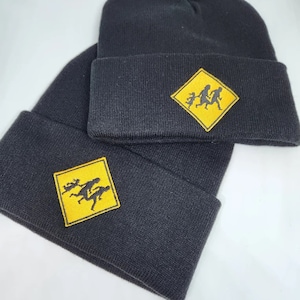 Black Beanie, Drew Embroidered Hat, Cold weather
