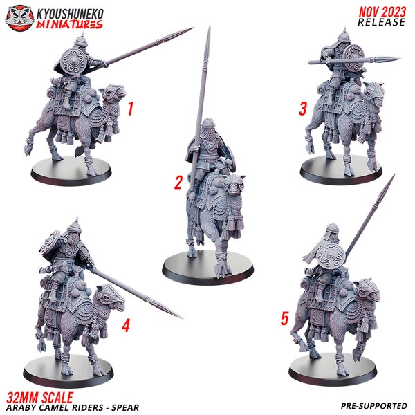 Kyoushuneko Miniatures Araby Camel Spear Riders - Spearmen - Desert -