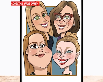 Zabawny portret z kreskówki. Spersonalizowana karykatura ze zdjęcia. Indywidualna, dla pary lub grupy. Niepowtarzalny prezent.