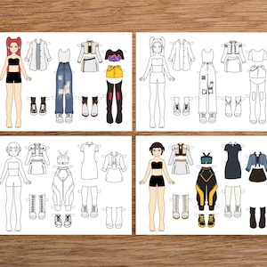 Printable paper doll with clothes K-pop demon hunters Dress up Coloring page image 3