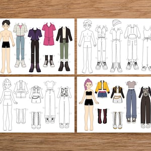 Printable paper doll with clothes K-pop demon hunters Dress up Coloring page image 2