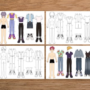 Printable paper doll with clothes K-pop demon hunters Dress up Coloring page image 5