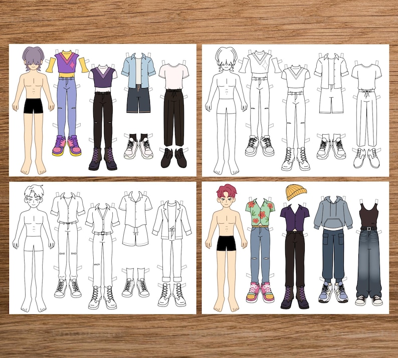Printable paper doll with clothes K-pop demon hunters Dress up Coloring page image 5