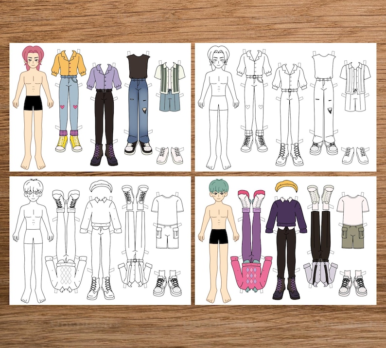 Printable paper doll with clothes K-pop demon hunters Dress up Coloring page image 4