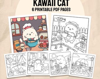 Cat Coloring | Kawaii Cute Animal Coloring Pages  pdf