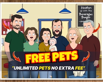 Personalized Cartoon Family Illustration Bobs Burg Custom Portrait Birthday fathers Gifts Funny Cartoon christmas Gifts Couple Art portrait