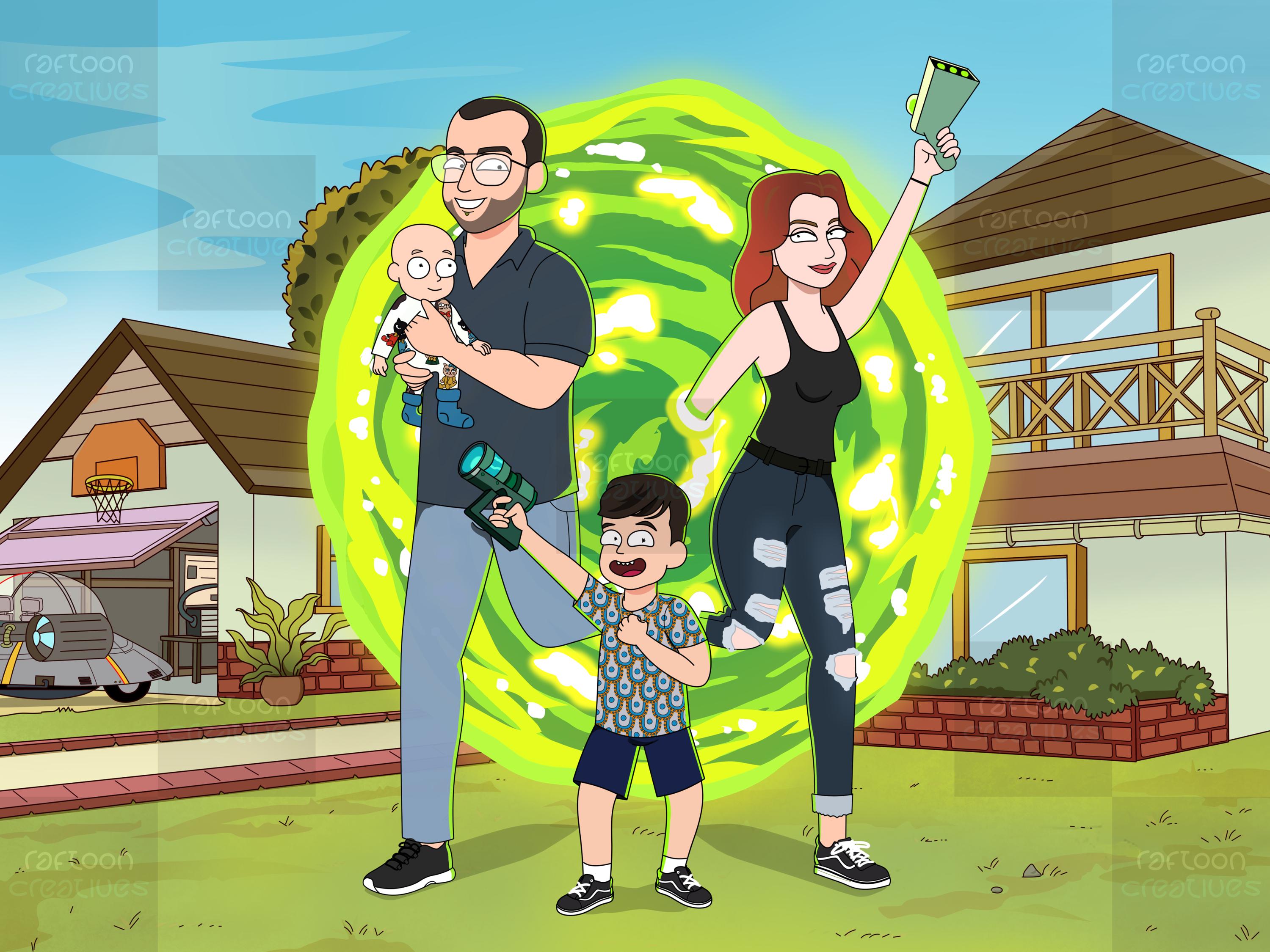 Tableau Décoratif Rick & Morty Neon Drive - 5 Pièces Sur Toile - Déco Murale Moderne