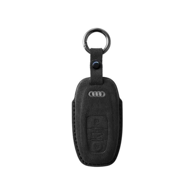 Carbon Fiber Black Leather Key Chain Keyring Horseshoe Buckle RS Logo fits  AUDI