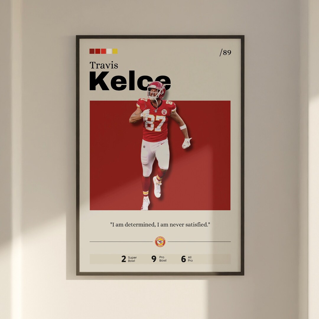 Travis Kelce Poster, Football Legend Art, Unique Wall Decor, Sports Fan