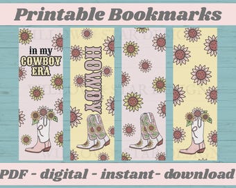 Cowboy Sunflower Bookmarks: Western Romance, Printable (PDF Download)