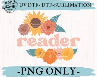 Reader Fall Florals PNG | Hand Drawn Design | Bookish