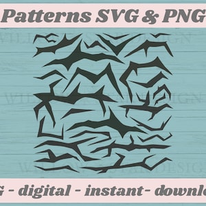 May include: Digital SVG and PNG patterns in a dark gray color, arranged in a repeating design. The background is a light blue wood grain texture. The text "Patterns SVG & PNG" and "SVG - digital - instant- download" are displayed.