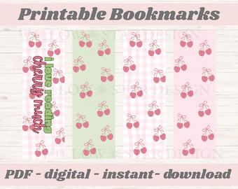 Cherry Gingham Bookmarks: Sweet Summer Printable (Digital Download)