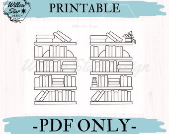 Printable Library Shelf | Reading Journal Tracker | Book Tracker | Hand Drawn