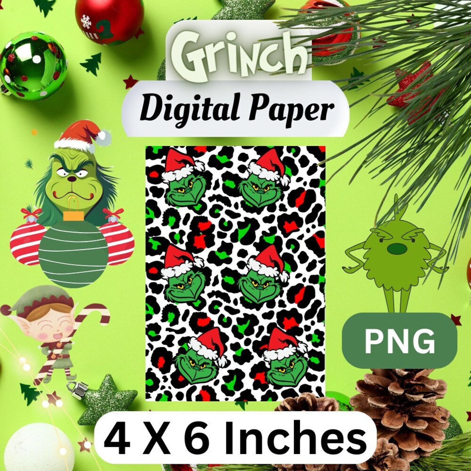 Grinch Digital Paper, Grinch Pattern, Christmas Pattern, Grinch Fabric