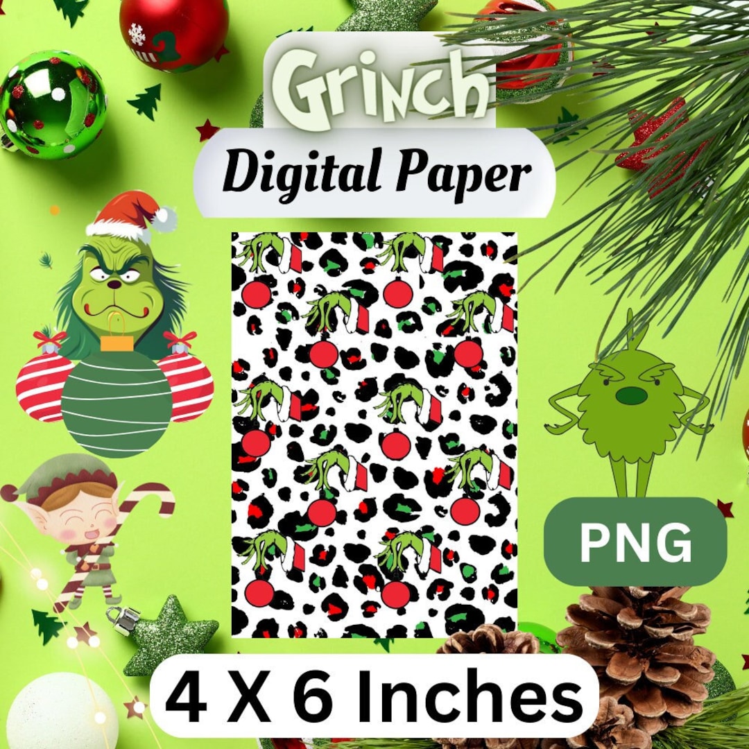 Grinch Digital Paper Grinch Prints for Cutouts Christmas - Etsy