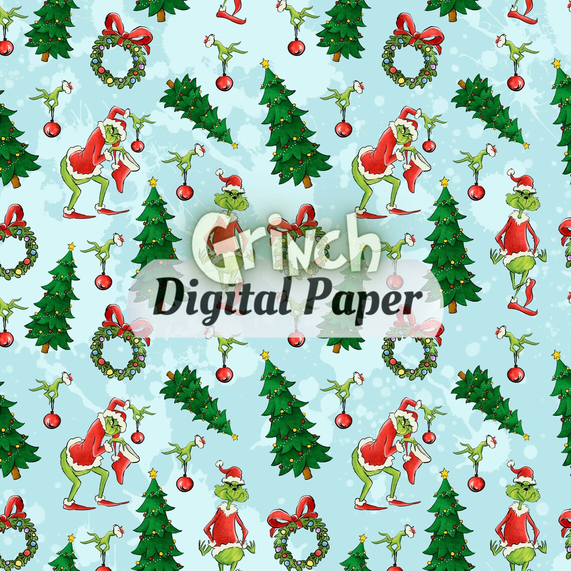 Grinch Digital Paper, Grinch Prints for Tumblers, Christmas Pattern ...