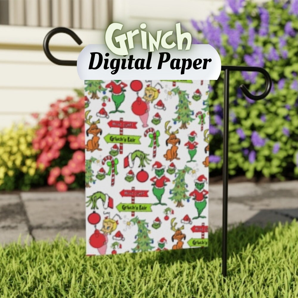 Grinch Digital Paper, Grinch Prints for Cutouts, Christmas Pattern, Grinch Fabric Design
