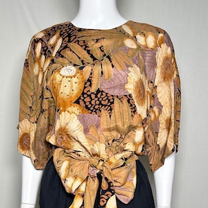 Vintage 1990s Phoebe Black and Floral Print Belted Jumpsuit