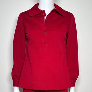 Vintage 1970s Handmade Cherry Red Two Piece Pants and Top Set