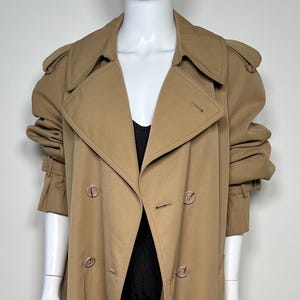 Vintage 1970s Stylish Unisex Khaki Gabardine Belted Trench Rain Coat