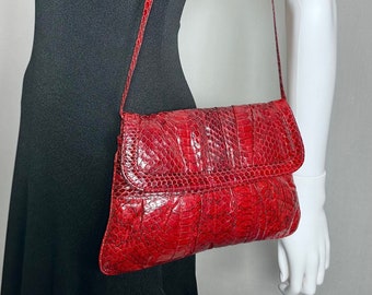 Vintage 1980s Red SnakeSkin Bag - Purse