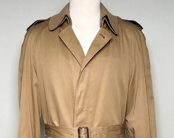 Gabardina color camel para hombre, estilo vintage de los años 70/80, con forro y cuello de lana desmontables.
