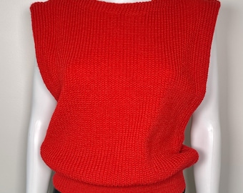 Chaleco de punto rojo vintage de Diane Von Furstenberg, top sin mangas