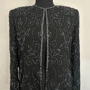 Vintage 1990s JMC Beaded Black Cocktail Jacket