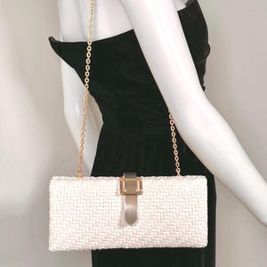 クラッチバッグ RODO Clutch bag with shoulder strap Vintage 1970s Rodo Italy Disco Purse Gold Metallic Crochet