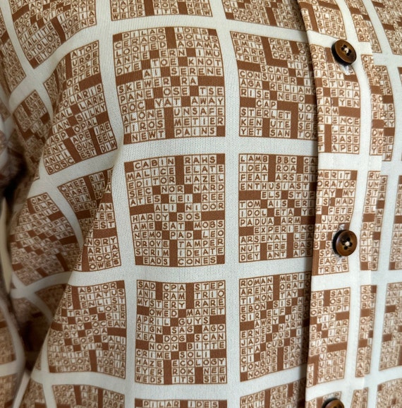 Vintage 1970s Novelty Crossword Puzzle buttondown sh… Gem