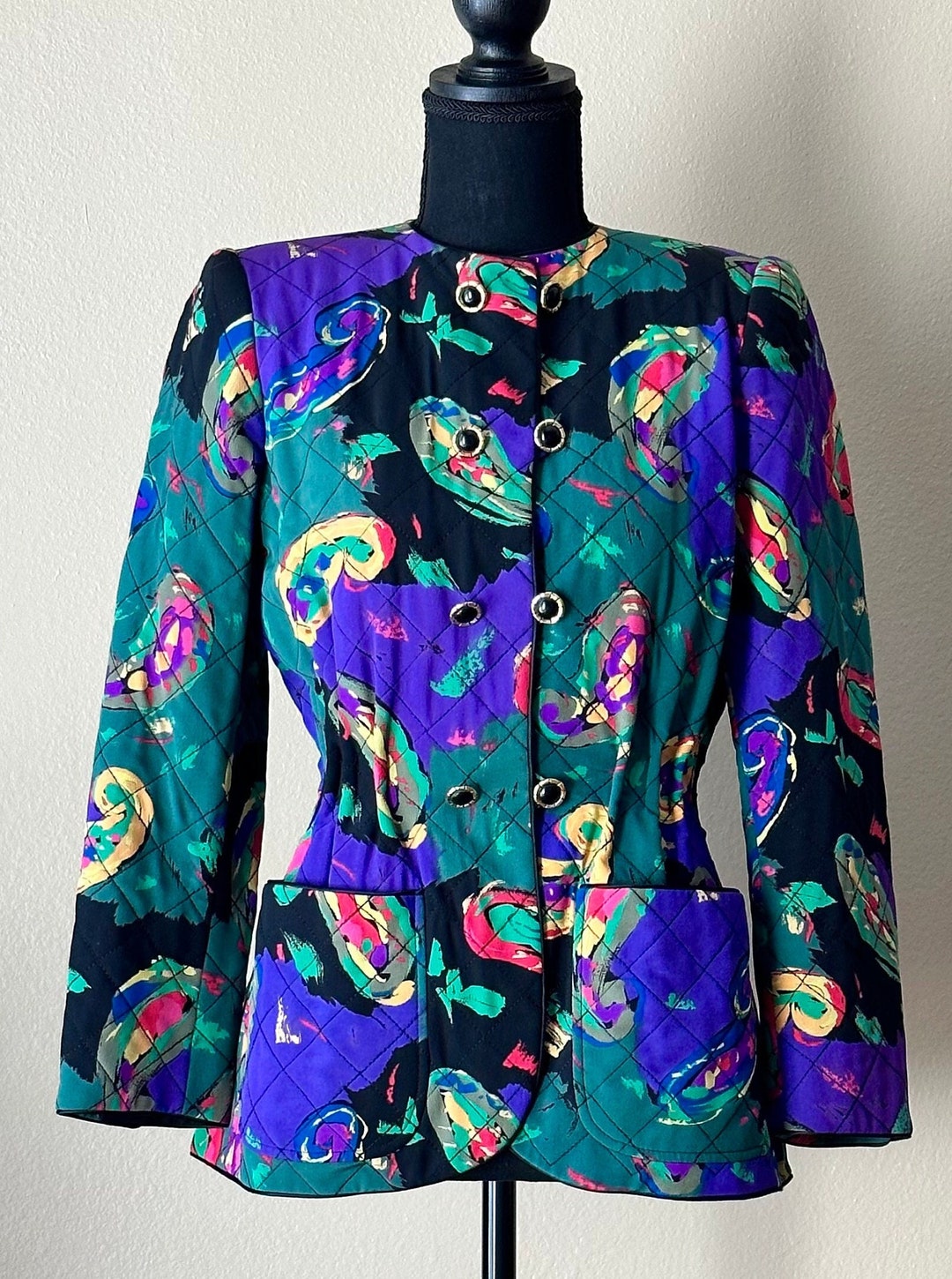 XL Emanuel Ungaro Paralléle 1980s Geometric Print Top