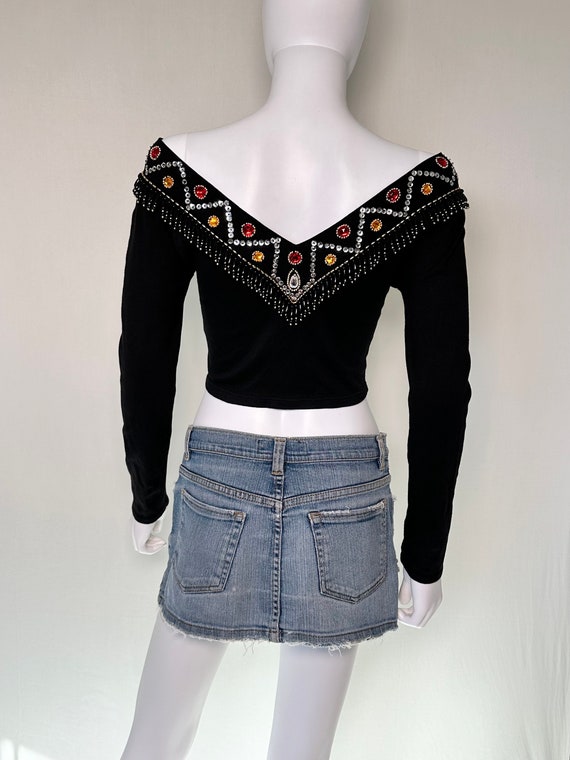 Vintage 1990s Contempo Casuals Black Jeweled Bead… - image 7