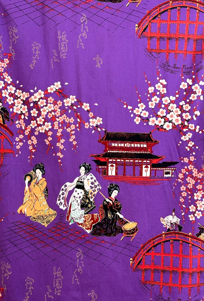 Vintage Early 2000s Japanese Royal Purple Printed Cotton Kimono Robe ...