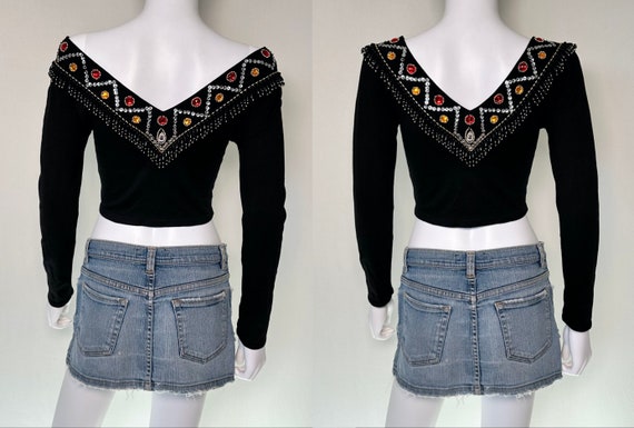 Vintage 1990s Contempo Casuals Black Jeweled Bead… - image 8