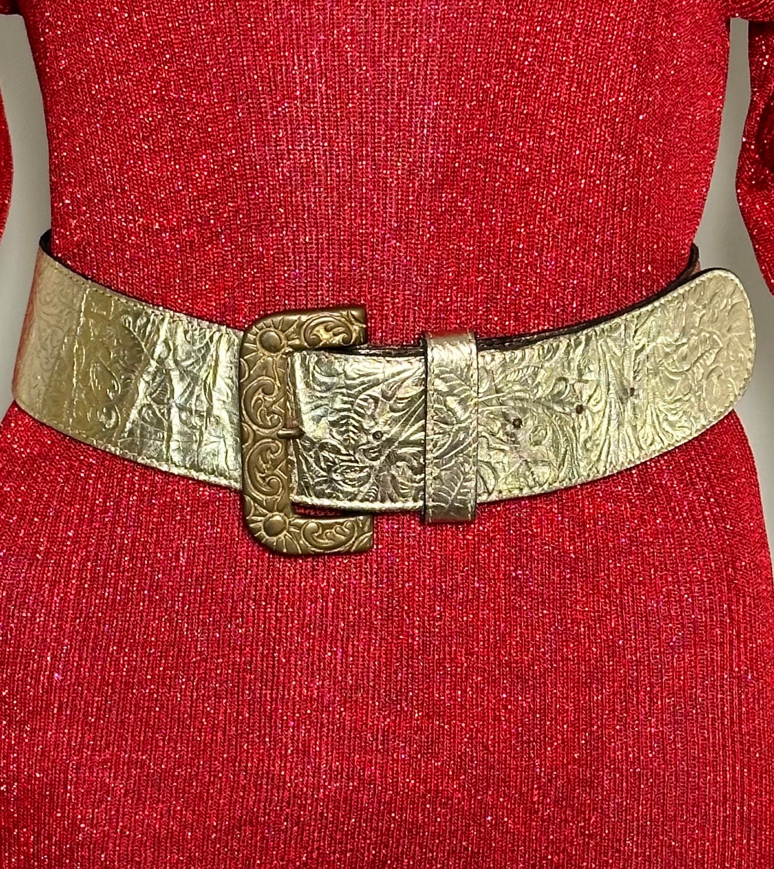 Vintage 1990s Jenny & the Boys Statement Gold Tooled Leather 