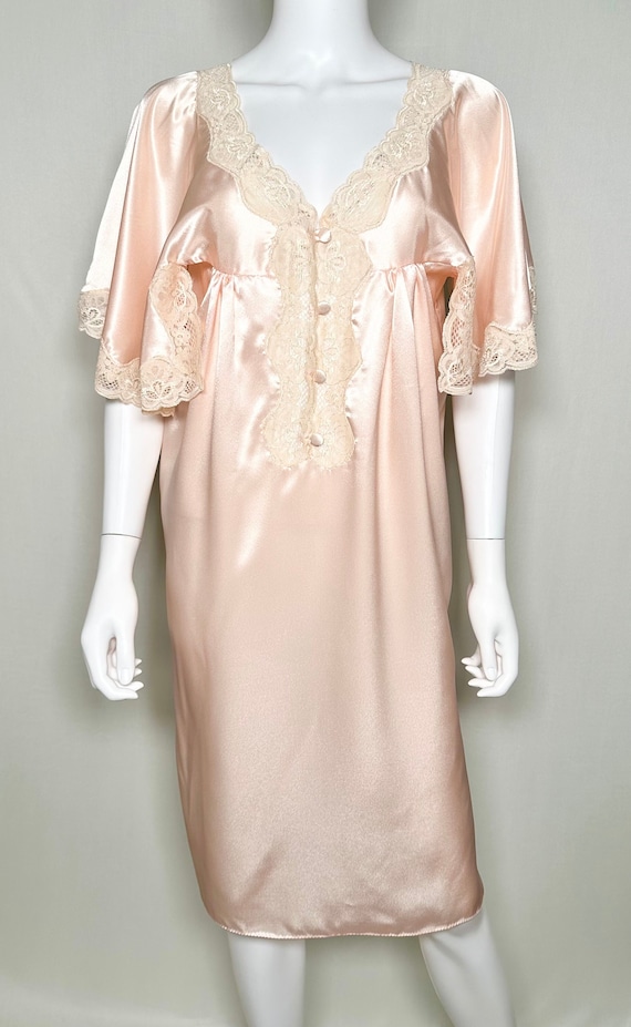 Vintage 1990s Pink Satin and Lace Nightgown