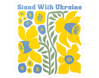 Stand With Ukraine Kiss-Cut Vinyl Decals, Support Ukraine, Protest Sticker, Gift for Activists