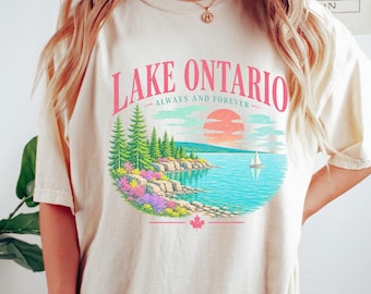 Maglietta Lake Ontario Forever Vintage Sailing a maniche lunghe Canada Patriotic Graphic Top FDT Name Change Not Approved Anti Trump Gift