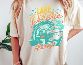 Retro Lake Ontario Forever Shirt Grappig Vintage Patriottisch Canada Grafisch Topje FDT Subtiel Anti-Trump T-shirt Pro-Democratie Cadeau