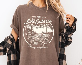 Maglietta Comfort Colors® Great Ontario Always and Forever Great Lakes T-Shirt Anti Trump Canada Tee, Canada Lover Gift Subtle Protest Tee