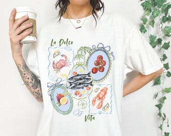 Camiseta La Dolce Vita, camiseta de comida italiana, estilo abuela costera, atuendo de verano