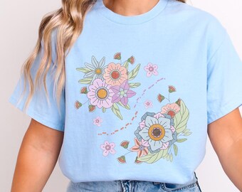 Floral Graphic Tee - Pastel Flower Shirt - Botanical T-Shirt