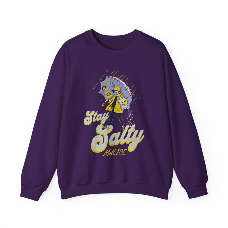 Stay Salty Anti ICE Crewneck, Protest Sweatshirt, Pro Democracy Top, Fck ICE Sweater Purple