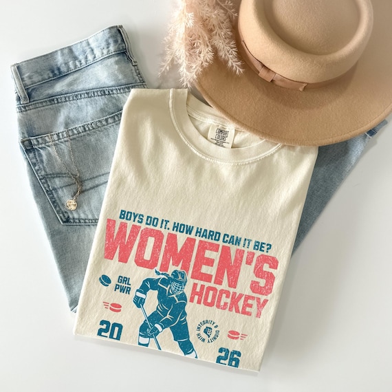 Comfort Colors Women's Hockey Shirt Hockey Game Day, Hockey Mom Tee, Hockey Lover Merch Feminist Women's Hockey Fan Top Women's Sport