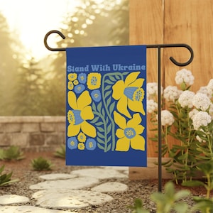 Stand With Ukraine Floral Garden Flag, Home Decor, Outdoor Decoration, Gift for Activists, Yard Sign