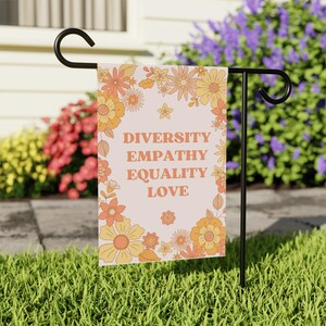 Diversity Garden Flag Boho Retro Subtle Resistance Garden Banner Subtle Anti-Trump Garden Flag, Equality Empathy Garden Flag Anti Trump Gift